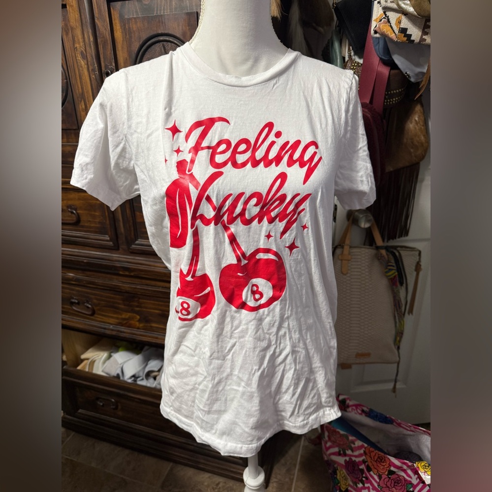 White Tee with Red Graphic